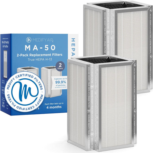 Medify Air MA-50 Genuine Replacement Filter, 2-Pack, True HEPA H13 & Activated Carbon