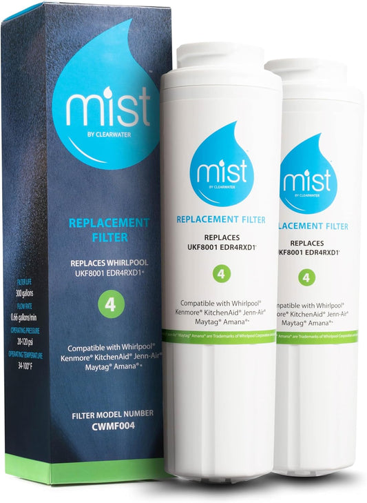 Mist EDR4RXD1 Refrigerator Water Filter Replacement, NSF 42 Certified, 2 Pack