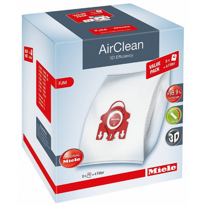 Miele AirClean 3D Efficiency FJM Vacuum Cleaner Bags for Select Canister Vacuums, 4 Pack