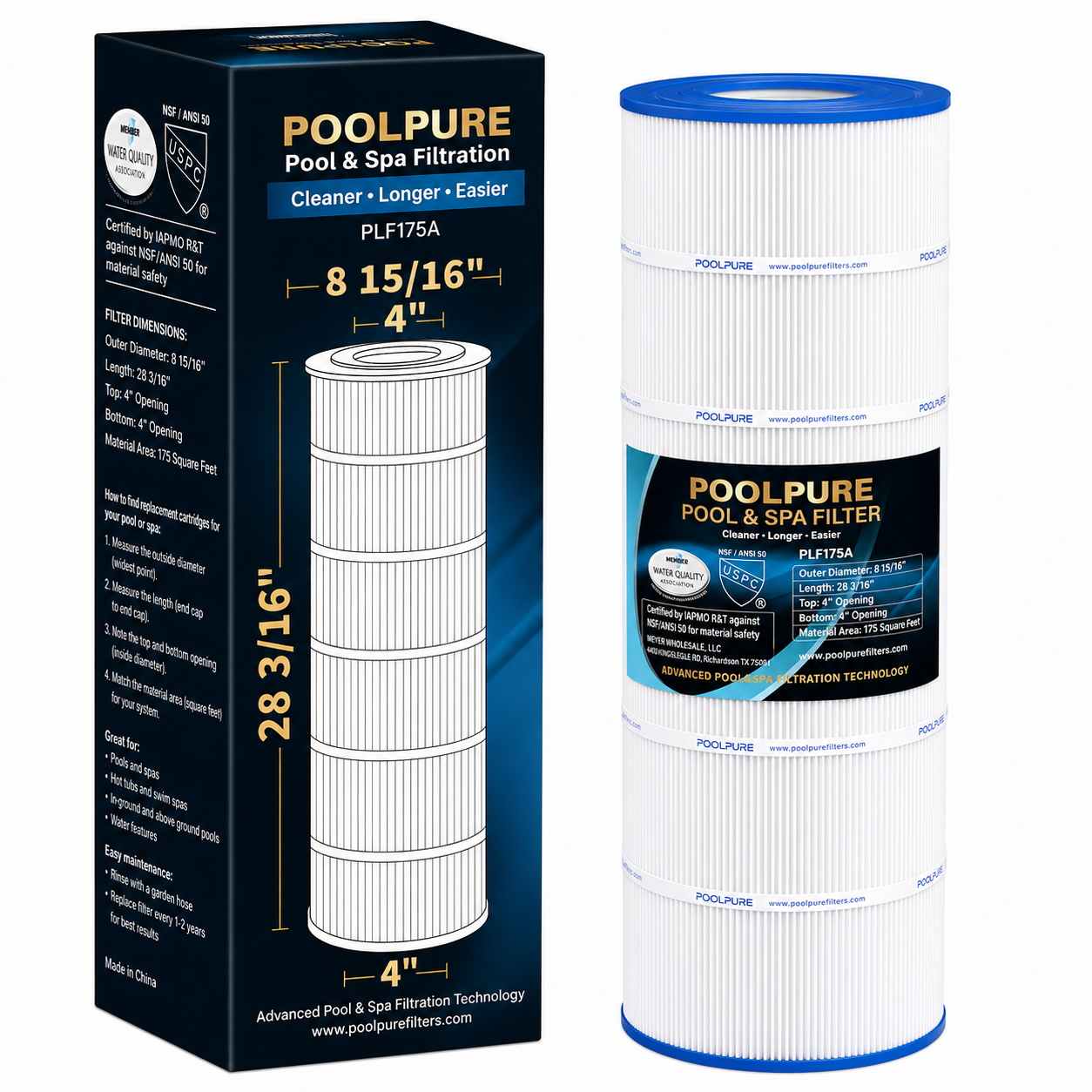 POOLPURE PLF175A 175 Sq Ft Pool Filter Cartridge Replacement