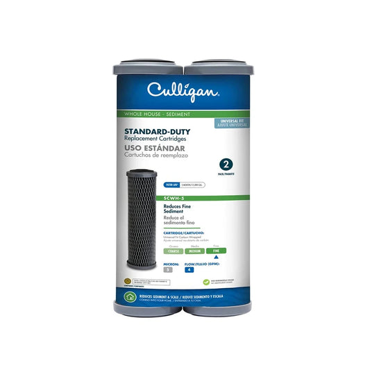 Culligan SCWH-5 Whole House Water Filter Cartridges, Standard-Duty Carbon Replacement Filter, Reduces Sediment, Rust, Scale & Dirt, 15,000 Gallons, 2-Pack