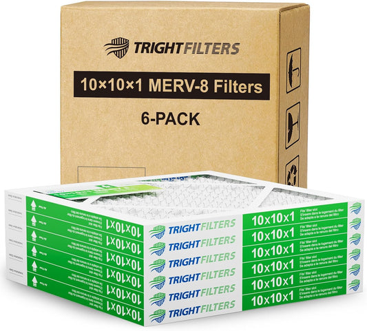 TRIGHTFILTERS 10x10x1 Air Filter Pleated HVAC Furnace & AC Filters, MERV 8, 6 Pack