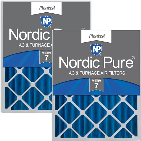 Nordic Pure 20x25x4 Pleated Furnace Air Filters, MERV 7, 2 Pack