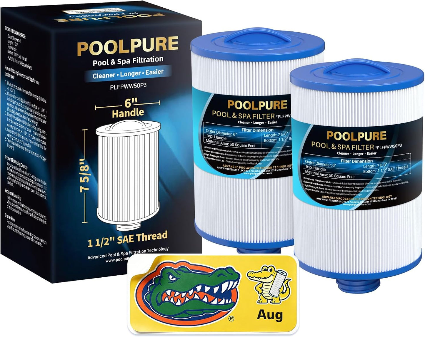 POOLPURE PWW50P3 Pool and Spa Filter Replacement Cartridge Pack of 2
