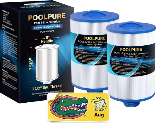 POOLPURE PWW50P3 Pool and Spa Filter Replacement Cartridge Pack of 2