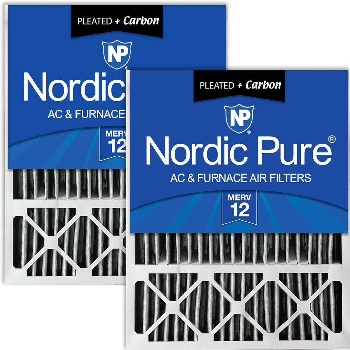 Nordic Pure 20x25x5 Replacement Air Filters MERV 12 Plus Carbon, 2 Pack
