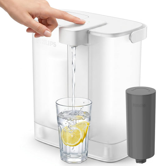 PHILIPS 12-Cup Electric Water Filter Pitcher with Rechargeable Dispenser, Pro Filter, 2.8L, ADD5912WH/37