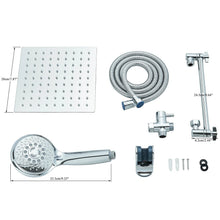 Chrome 8 Inch Rain Shower Head with Handheld Spray Combo. High Pressure. Adjustable Arm. - Fine Filters