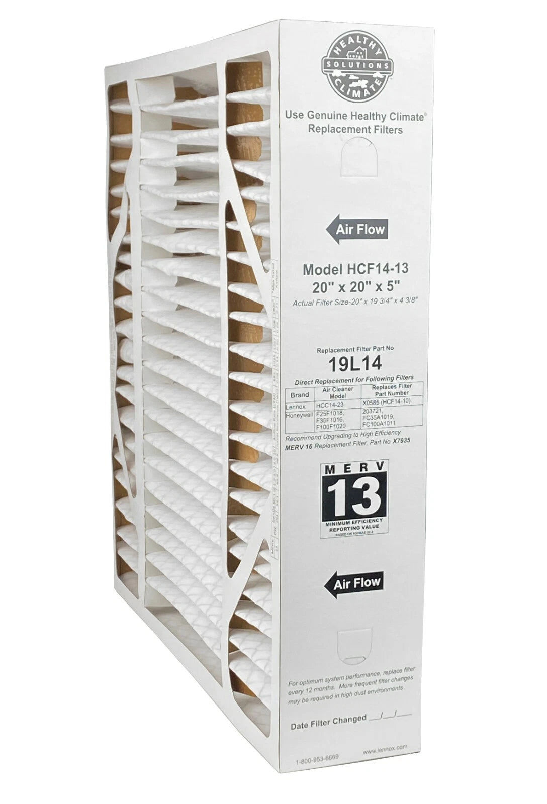 Lennox 19L14 - 20" x 20" x 5" Healthy Climate HCF14-13 Air Filter, MERV 13 - Fine Filters