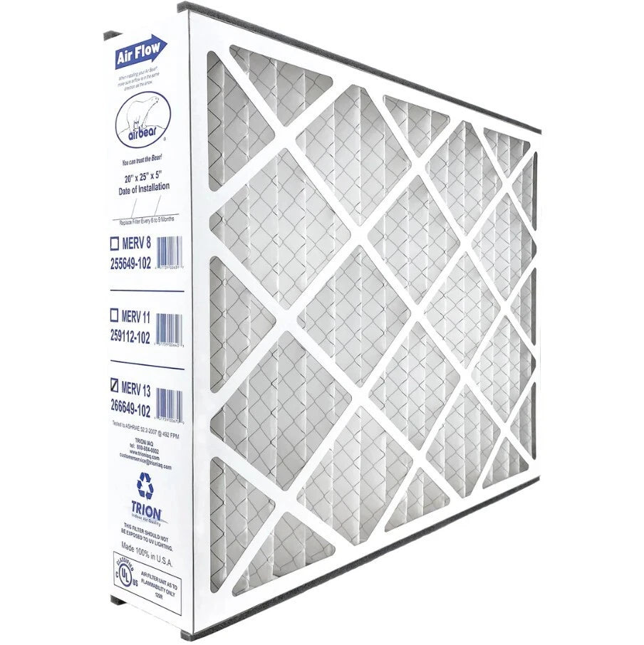 Trion Air Bear 266649-102 (3-Pack) - 20" x 25" x 5" Pleated Air Filter, MERV 13 - Fine Filters