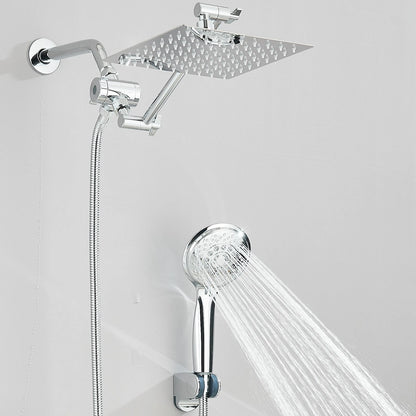Chrome 8 Inch Rain Shower Head with Handheld Spray Combo. High Pressure. Adjustable Arm. - Fine Filters