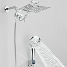 Chrome 8 Inch Rain Shower Head with Handheld Spray Combo. High Pressure. Adjustable Arm. - Fine Filters