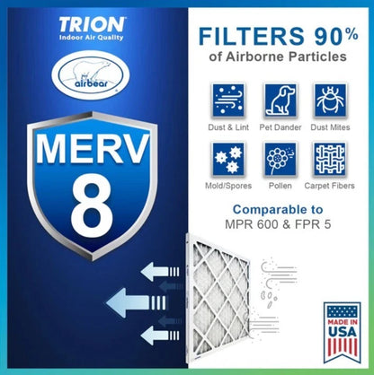 Trion Air Bear 255649-103 - Pleated Furnace Air Filter 20"x20"X5" MERV 8 - Fine Filters