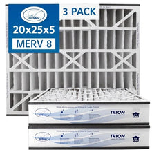 Trion Air Bear 255649-102 (3 Pack) Pleated Furnace Air Filter 20"x25"x5" MERV 8 - Fine Filters