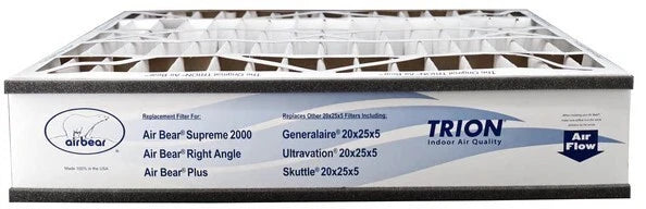 Trion Air Bear 255649-102 (3 Pack) Pleated Furnace Air Filter 20"x25"x5" MERV 8 - Fine Filters