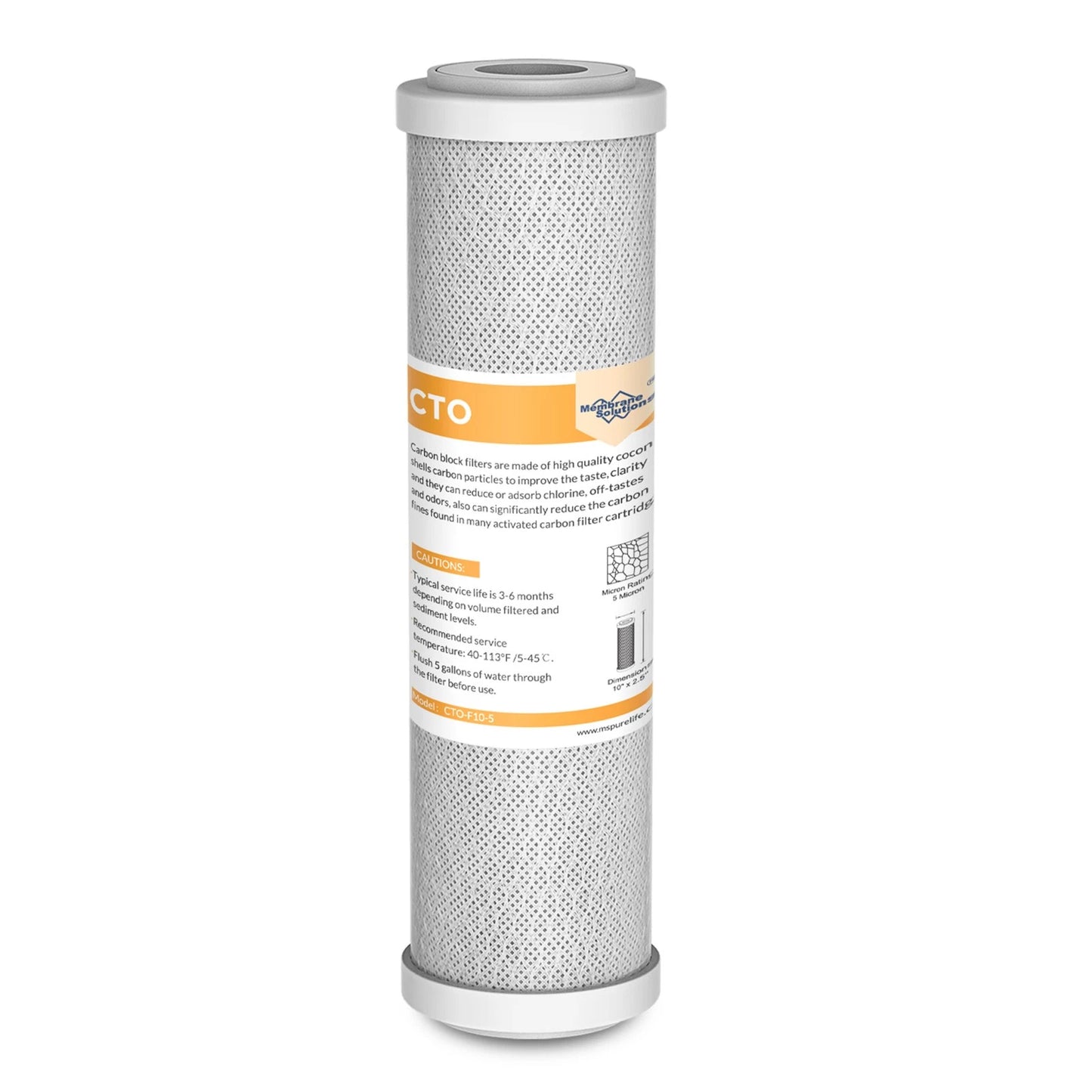 1 PACK 10"x2.5" Whole House CTO Carbon Block Water Filter Cartridges Purifier - Fine Filters