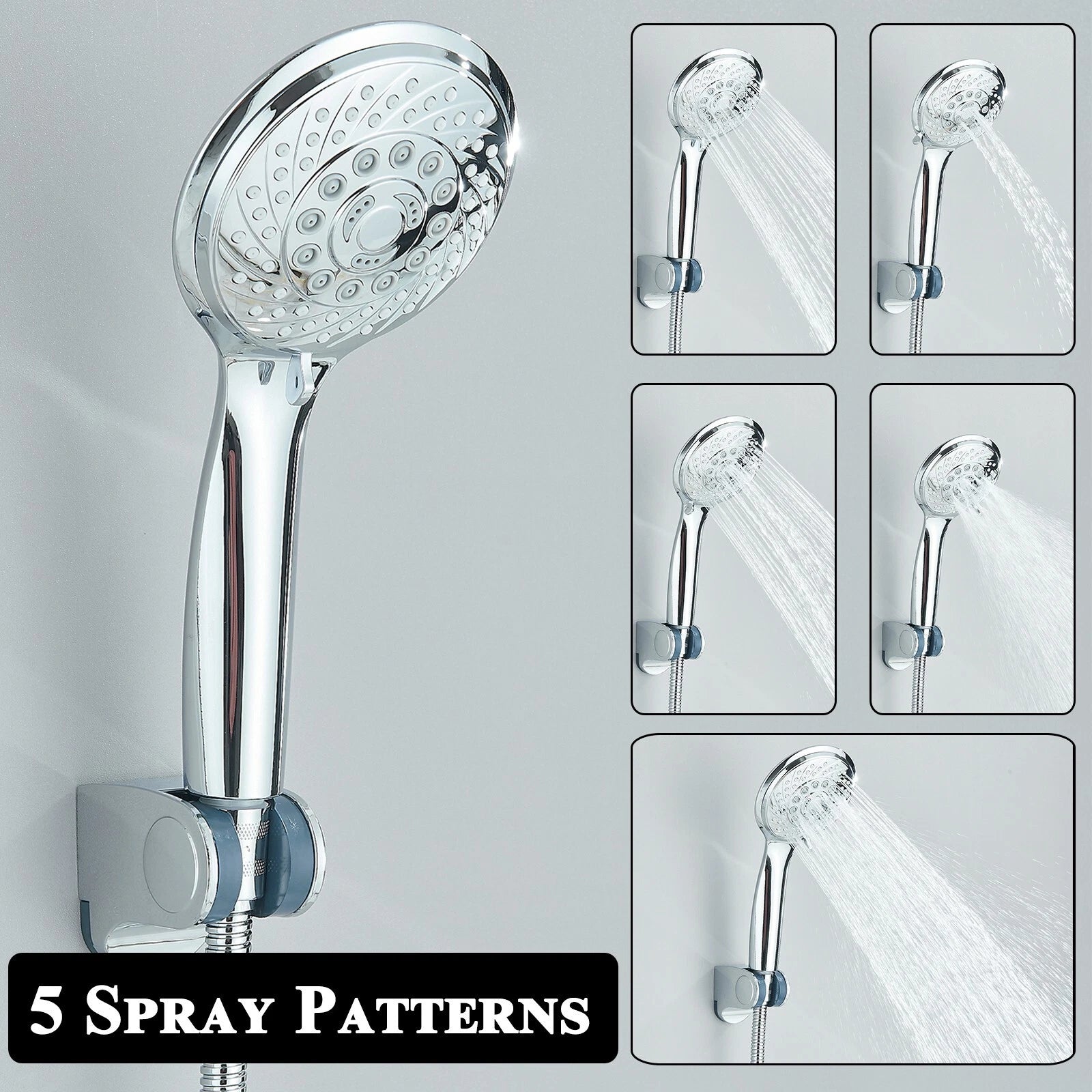 Chrome 8 Inch Rain Shower Head with Handheld Spray Combo. High Pressure. Adjustable Arm. - Fine Filters