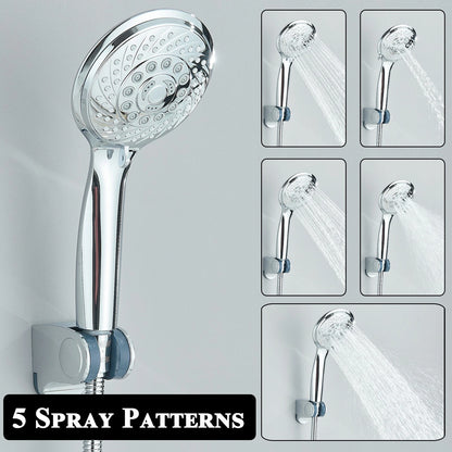 Chrome 8 Inch Rain Shower Head with Handheld Spray Combo. High Pressure. Adjustable Arm. - Fine Filters
