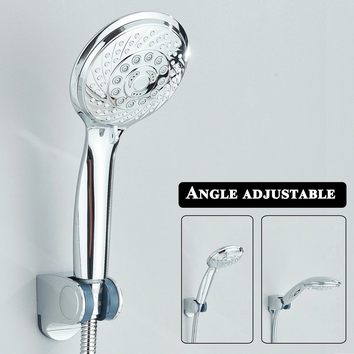 Chrome 8 Inch Rain Shower Head with Handheld Spray Combo. High Pressure. Adjustable Arm. - Fine Filters