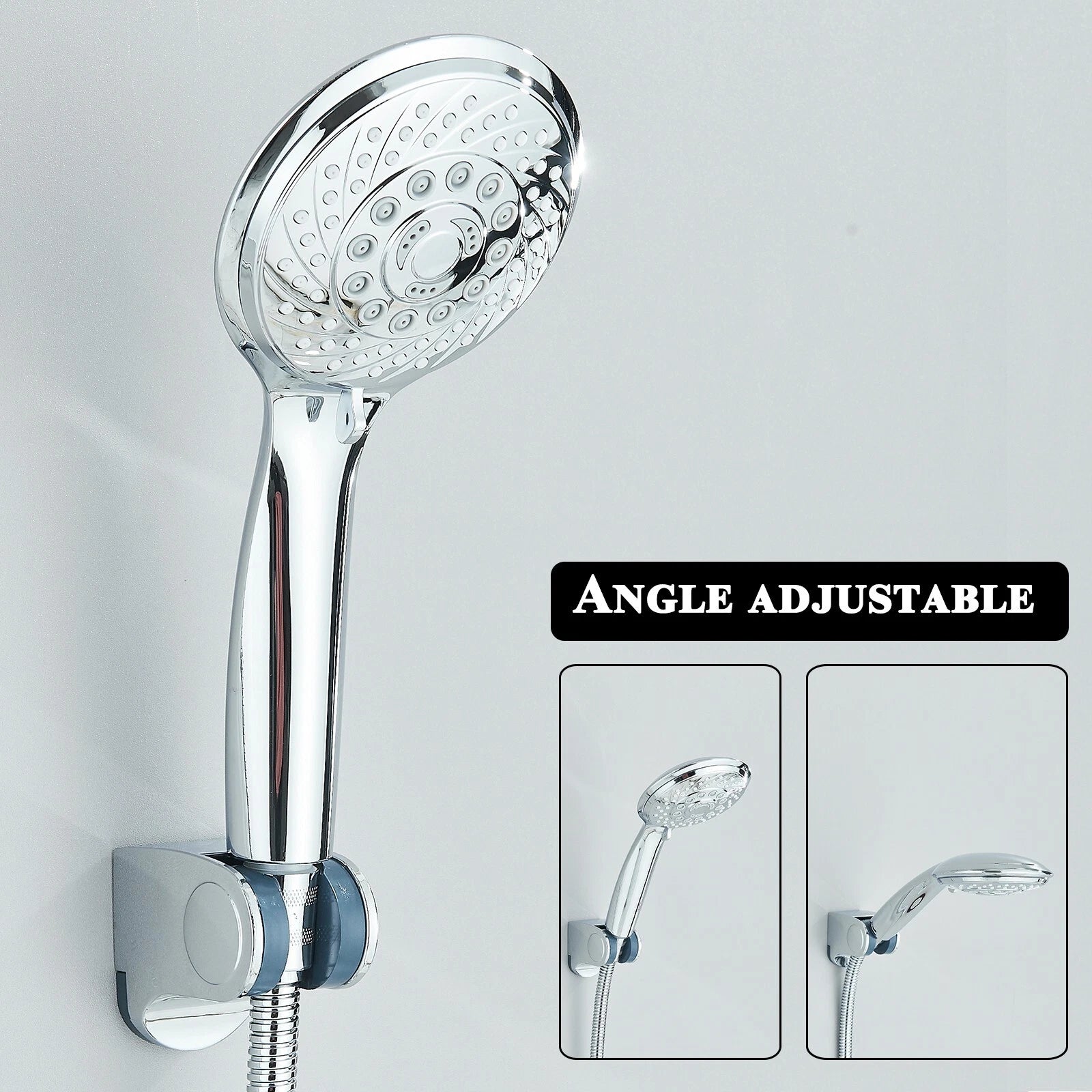 Chrome 8 Inch Rain Shower Head with Handheld Spray Combo. High Pressure. Adjustable Arm. - Fine Filters