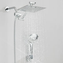 Chrome 8 Inch Rain Shower Head with Handheld Spray Combo. High Pressure. Adjustable Arm. - Fine Filters
