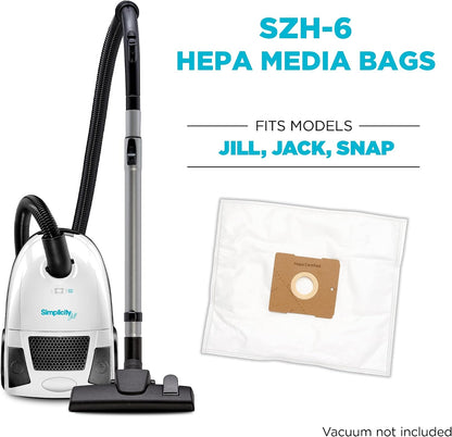 Simplicity Jill Vacuum Bags, Type Z, SZH-6 Replacement Bags, 6 pack