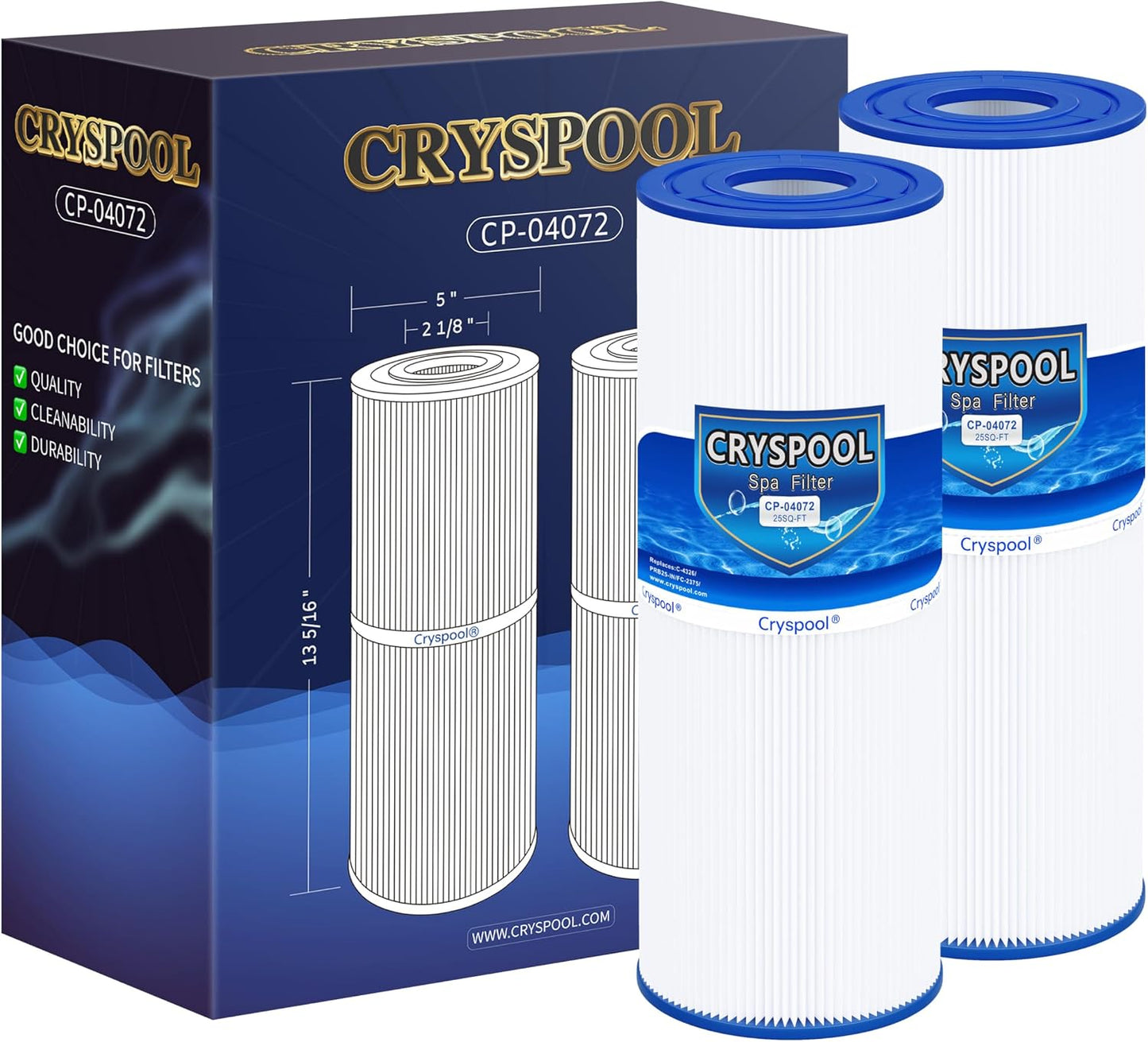 Cryspool 04072 Hot Tub Filter Replacement Cartridge 2 Pack