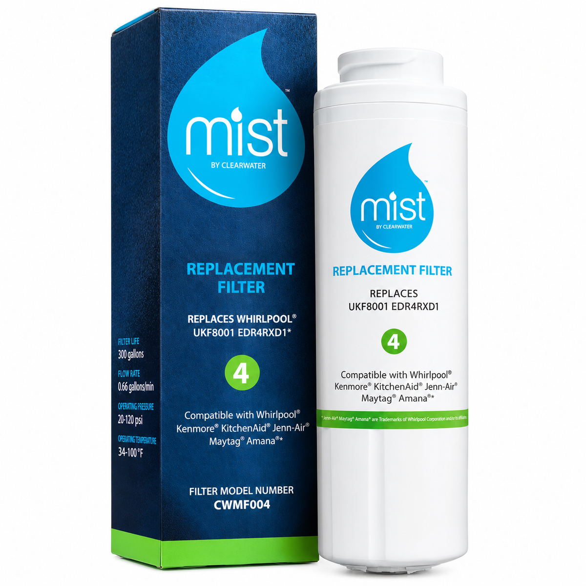 Mist EDR4RXD1 Refrigerator Water Filter, Coconut Carbon, 1 Pack