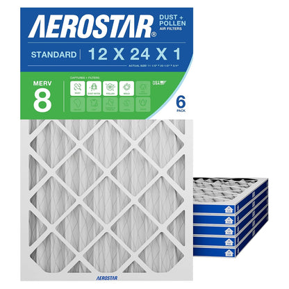 Aerostar Air Filter 12x24x1 MERV 8 AC Filter, HVAC, Furnace Filter