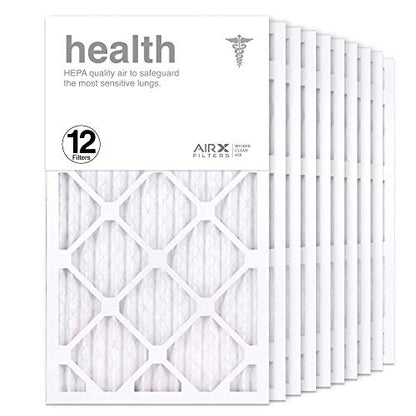 AIRx Filters 14x14x1 Air Filter MERV 13 Pleated HVAC AC Furnace Air Filter, Health 12-Pack, Made in the USA - Fine Filters