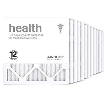 AIRx Filters 14x14x1 Air Filter MERV 13 Pleated HVAC AC Furnace Air Filter, Health 12-Pack, Made in the USA - Fine Filters
