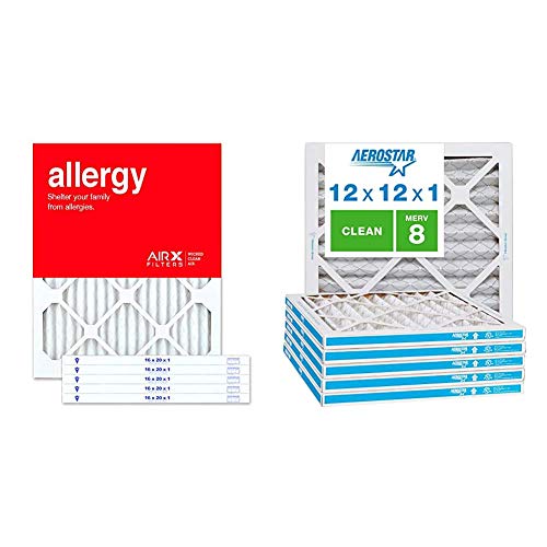 AIRx ALLERGY 14x14x1 MERV 11 Pleated Air Filter - Made in the USA - Box of 6 - Fine Filters