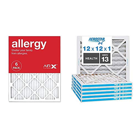 AIRx ALLERGY 14x14x1 MERV 11 Pleated Air Filter - Made in the USA - Box of 6