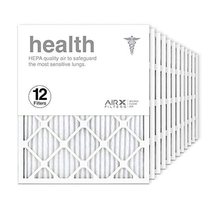 AIRx Filters 14x14x1 Air Filter MERV 13 Pleated HVAC AC Furnace Air Filter, Health 12-Pack, Made in the USA - Fine Filters