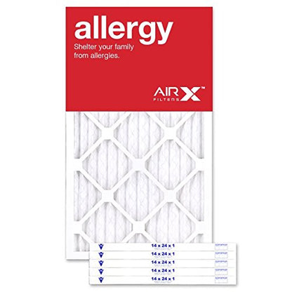 AIRx ALLERGY 14x14x1 MERV 11 Pleated Air Filter - Made in the USA - Box of 6 - Fine Filters