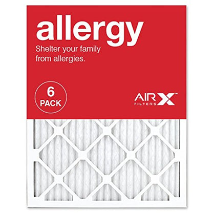 AIRx ALLERGY 14x14x1 MERV 11 Pleated Air Filter - Made in the USA - Box of 6 - Fine Filters