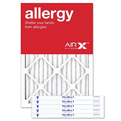 AIRx ALLERGY 14x14x1 MERV 11 Pleated Air Filter - Made in the USA - Box of 6 - Fine Filters