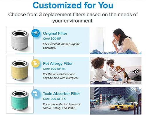 LEVOIT Core300-P Air Purifier | HEPA, 1073 ft² Coverage - Fine Filters