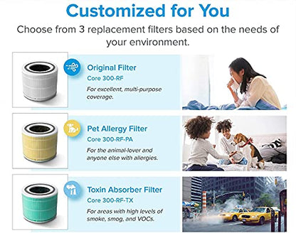LEVOIT Core300-P Air Purifier | HEPA, 1073 ft² Coverage - Fine Filters