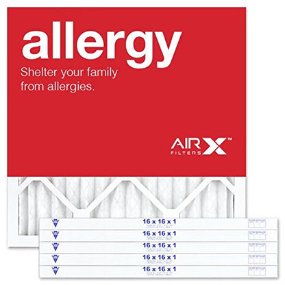AIRx ALLERGY 14x14x1 MERV 11 Pleated Air Filter - Made in the USA - Box of 6 - Fine Filters