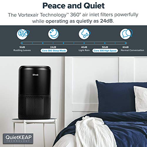 LEVOIT Core300-P Air Purifier | HEPA, 1073 ft² Coverage - Fine Filters