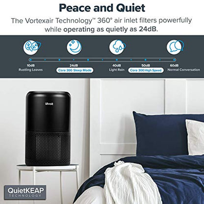 LEVOIT Core300-P Air Purifier | HEPA, 1073 ft² Coverage - Fine Filters