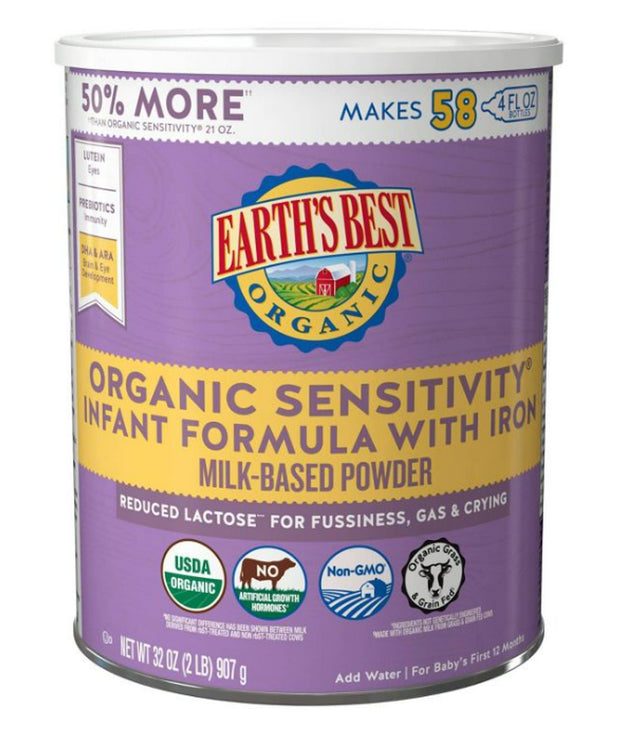 Earth's Best Organic Sensitivity Powder Infant Formula 32 oz can